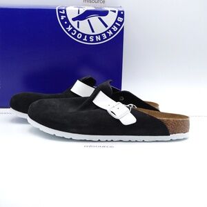 NEW Birkenstock Boston BS Suede Clogs 1025895 Black/White Size 12 Men's / EUR 45